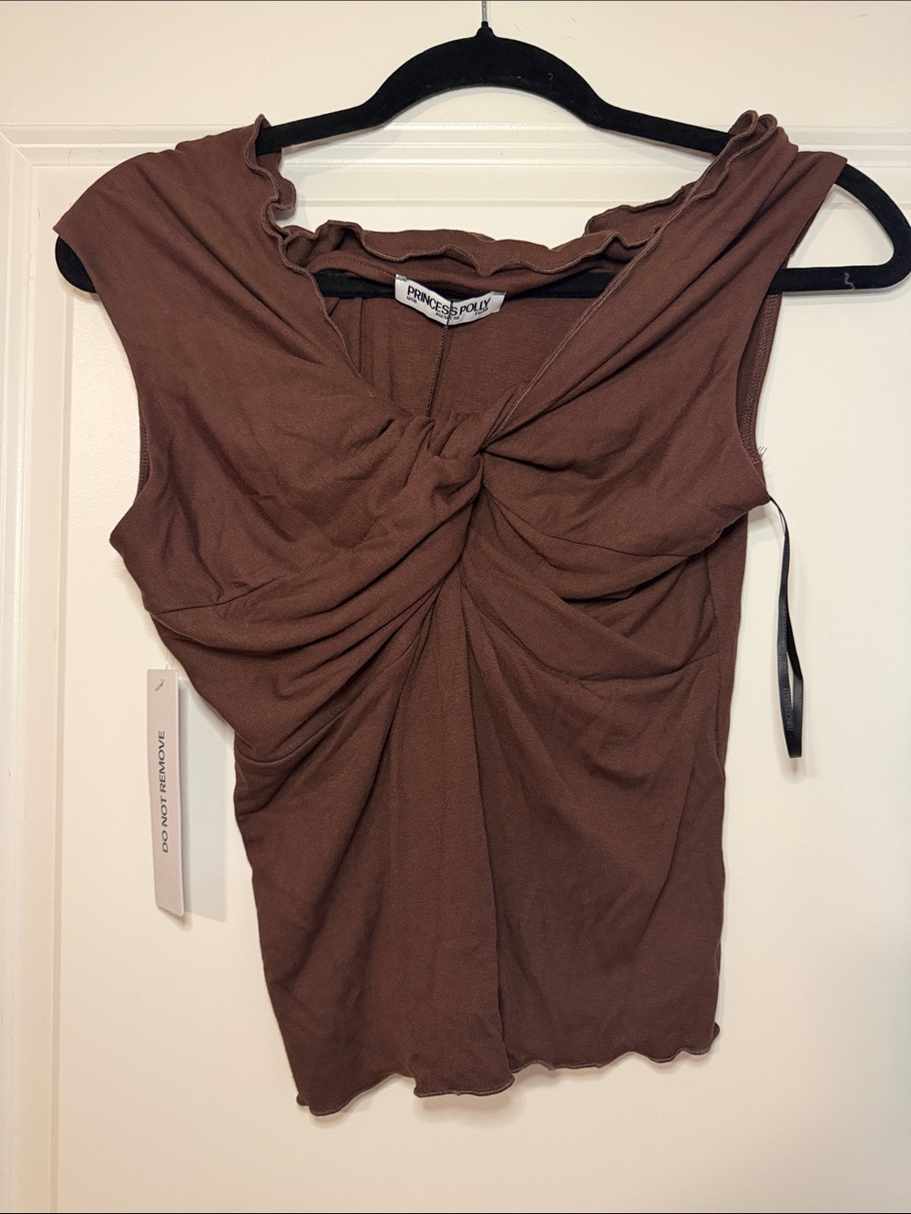 Princess Polly Chocolate Brown Twist-Front Tank